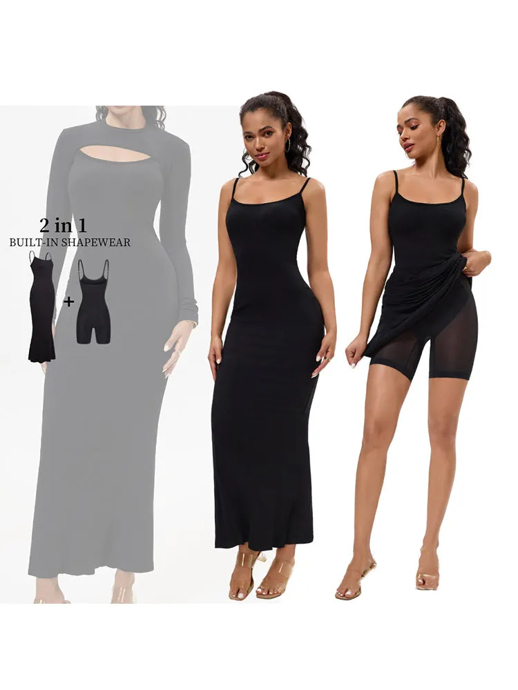 2-in-1 Shaping Bodycon Dress with Built-In Shapewear