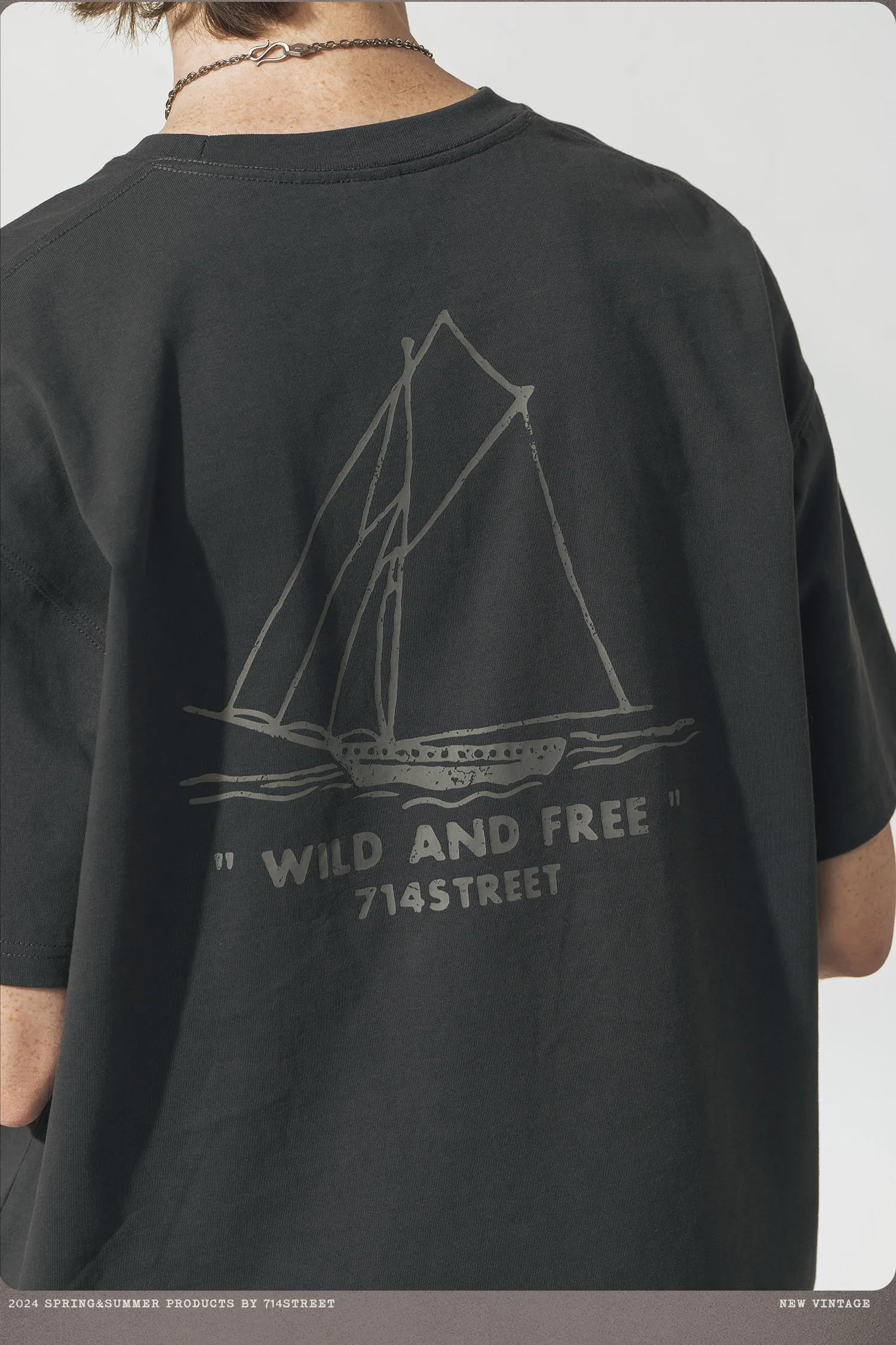 714STREET バックプリントヨットT 714ST032