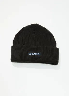 AFENDS Unisex Liquid - Ribbed Beanie - Black
