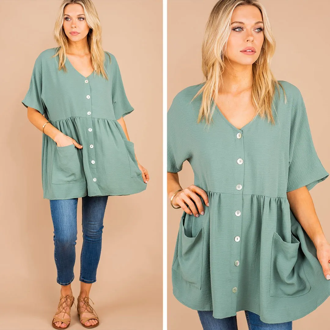All The Time In The World Sage Green Tunic