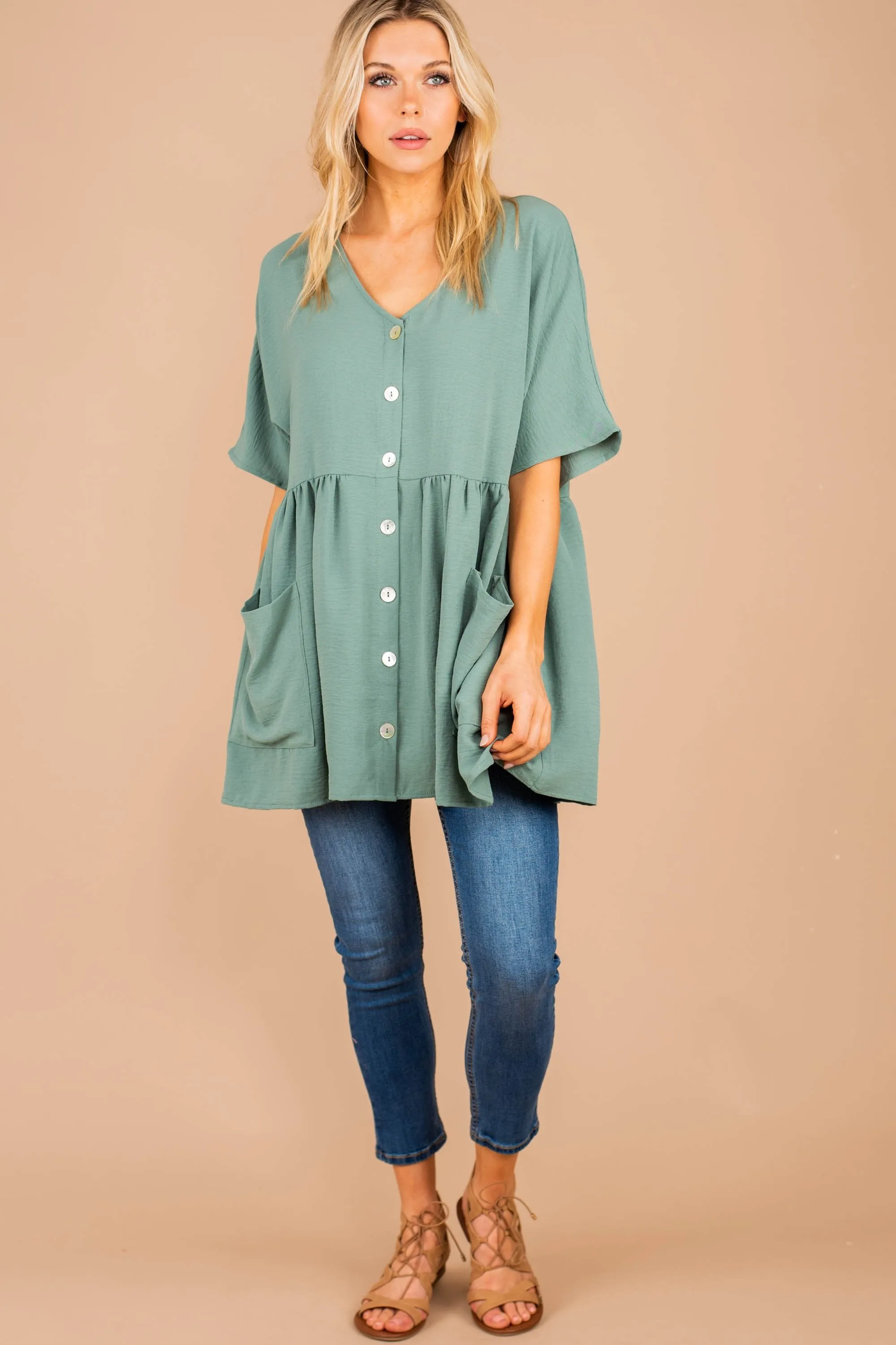 All The Time In The World Sage Green Tunic