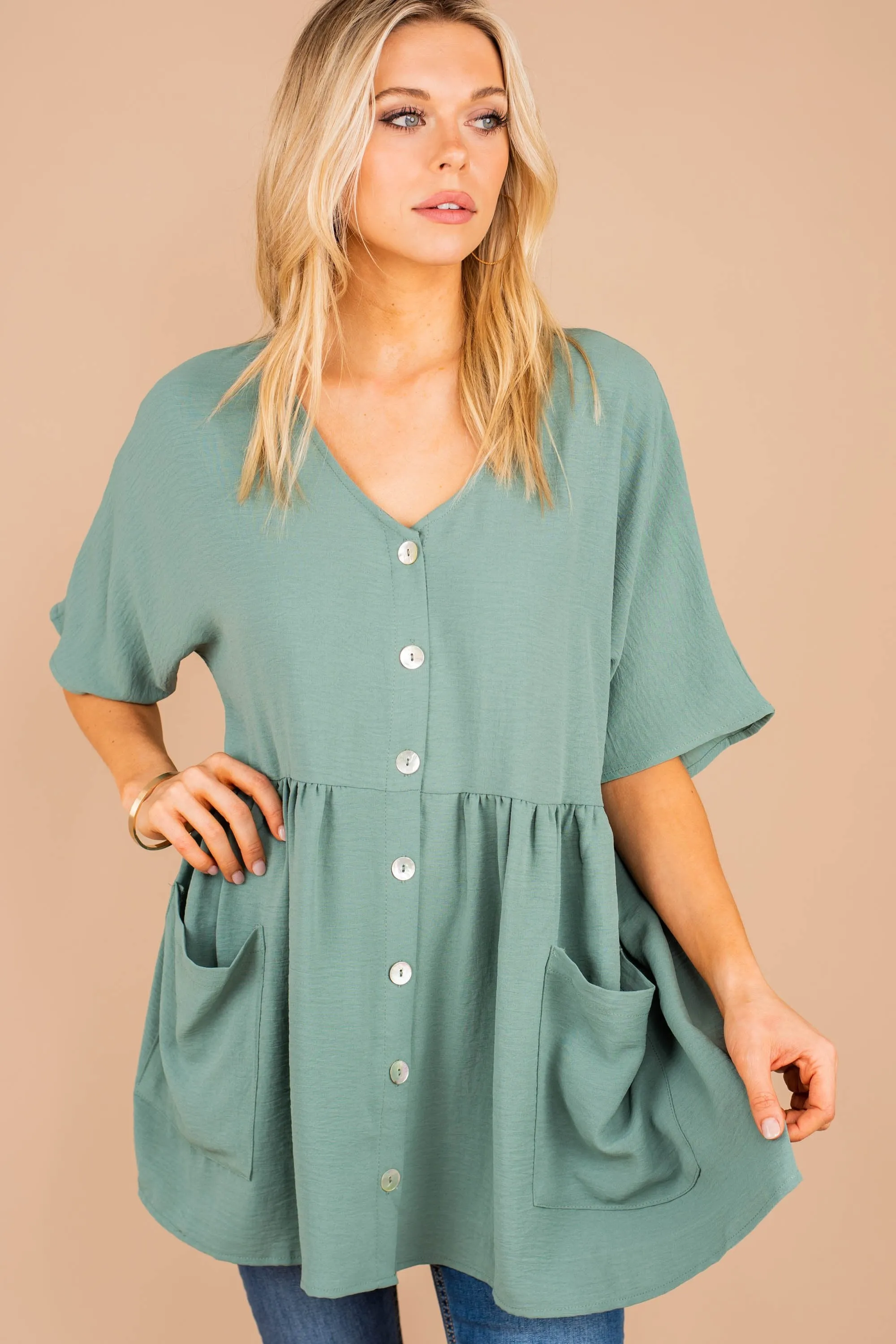 All The Time In The World Sage Green Tunic