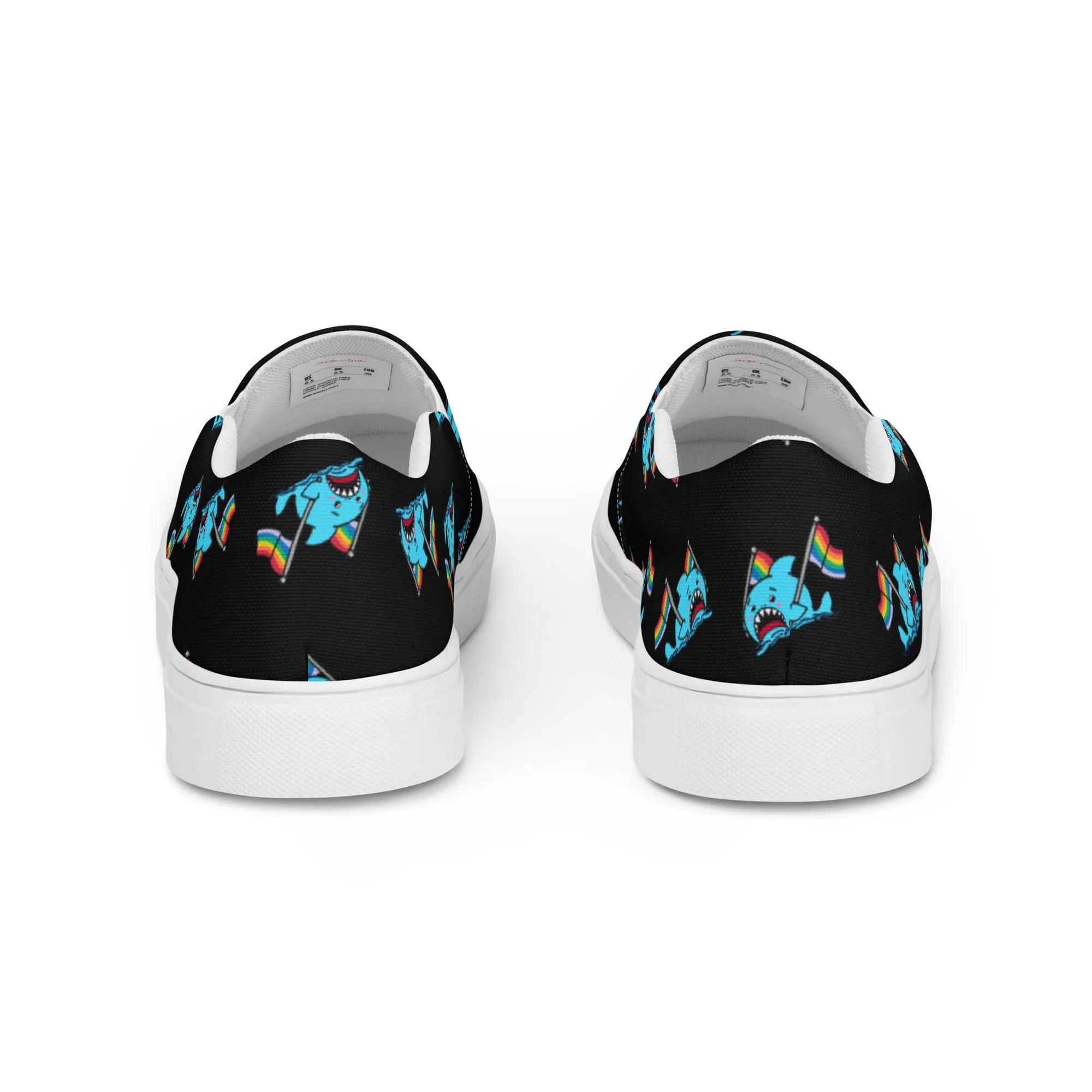 Anxious Shark Goes to Pride- Men's Slip On Sneakers
