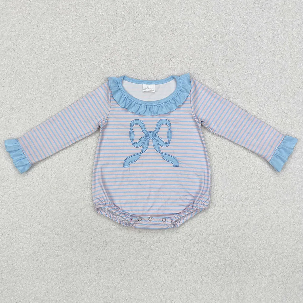 Baby Infant Girls Rompers Pink Stripes Big Bow Rompers LR1379