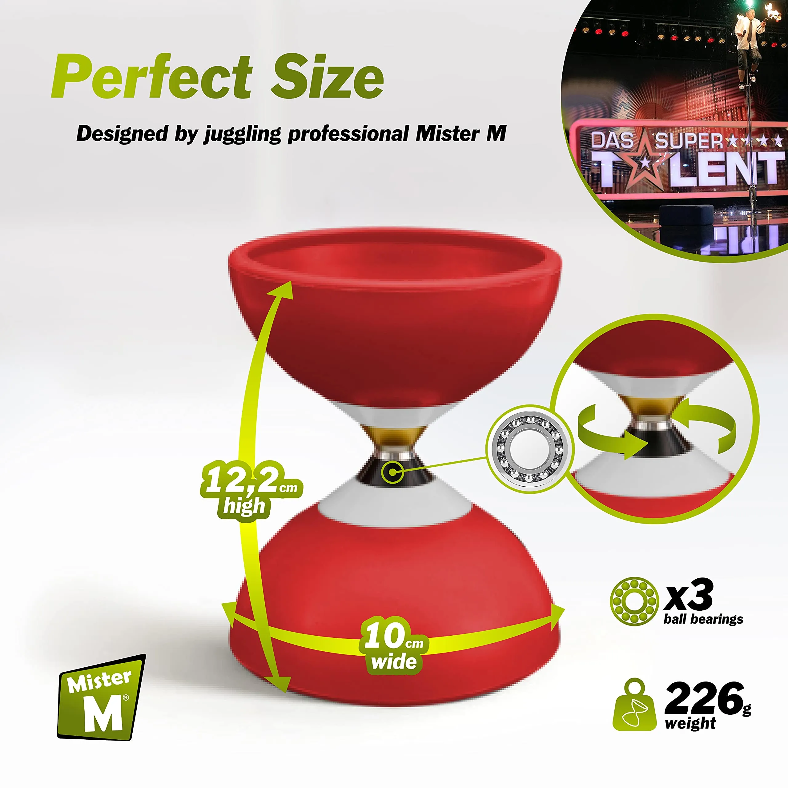 Ball Bearing Diabolo with 3 Ball Bearings   Sticks   Extra String   Free Online Video
