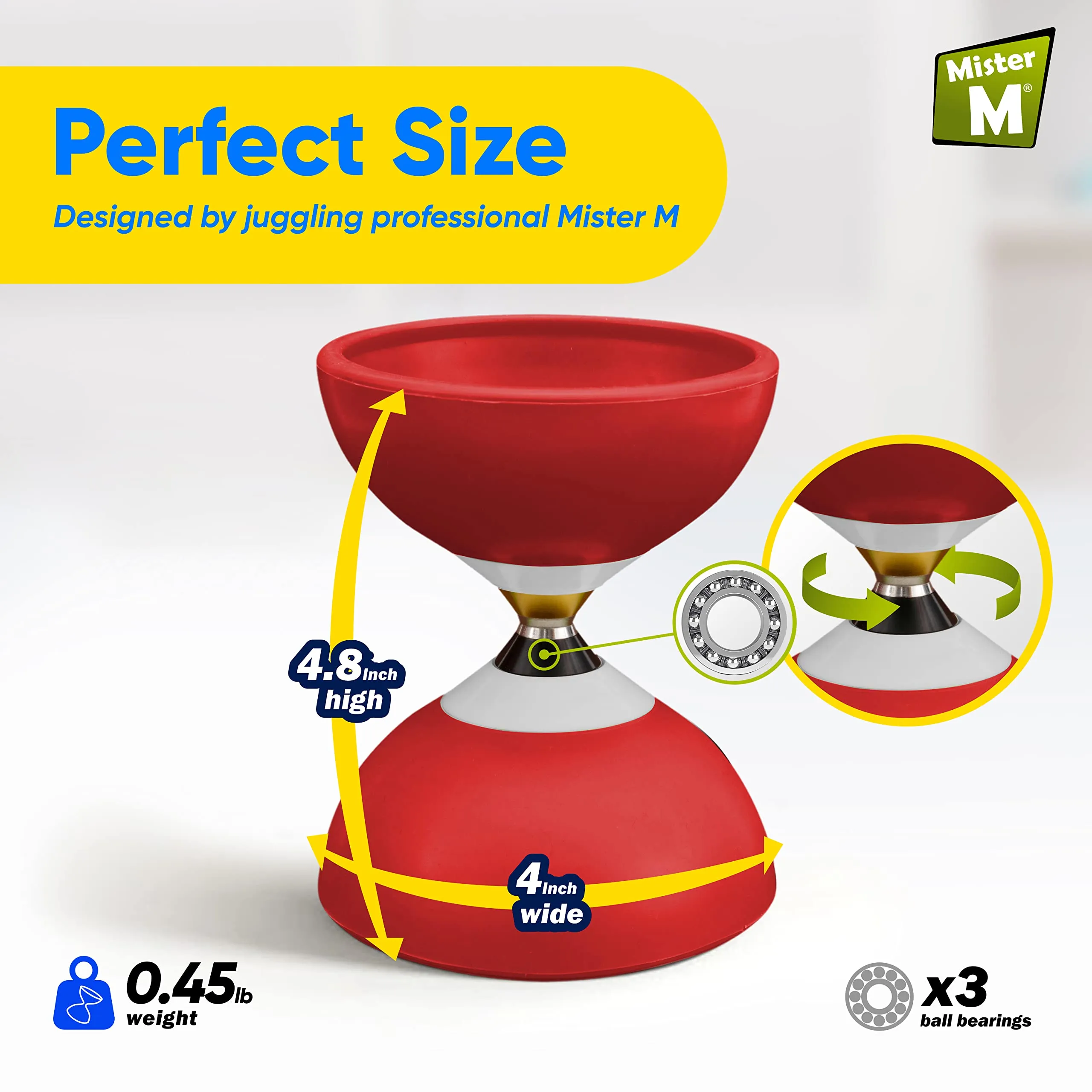 Ball Bearing Diabolo with 3 Ball Bearings   Sticks   Extra String   Free Online Video