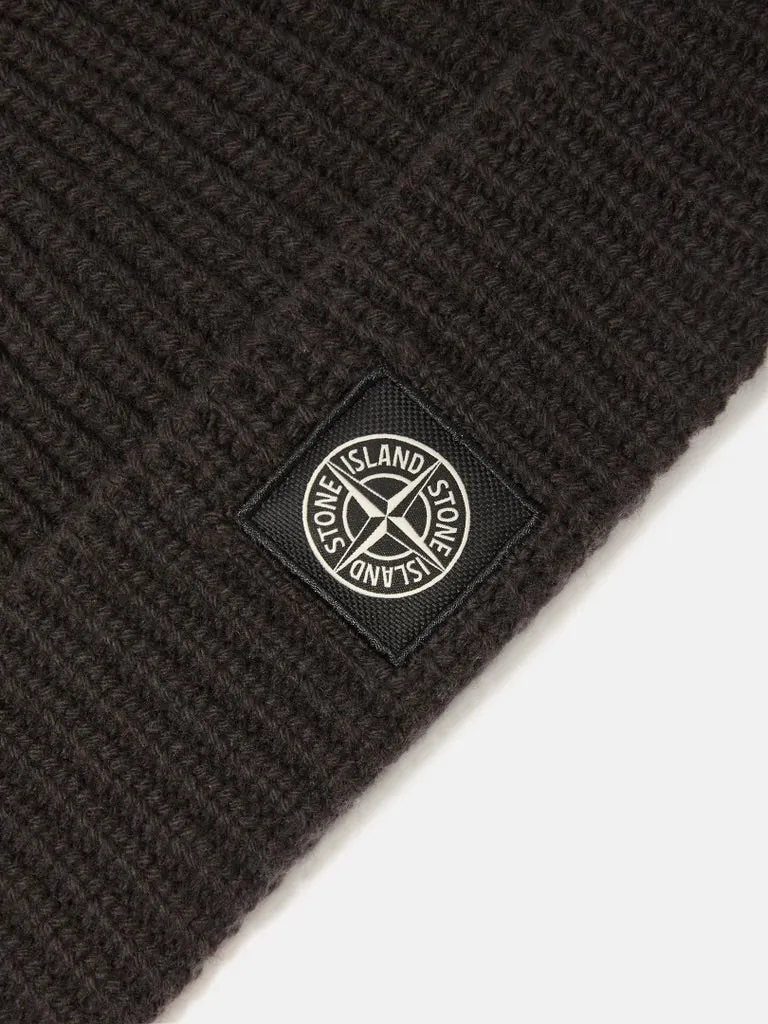 Beanie with Logo Patch - LEAD GREY