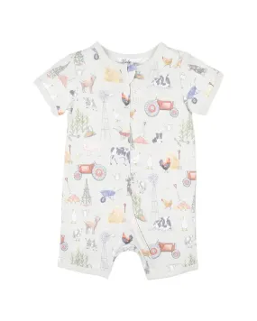 Bebe Chester Print S/S Zip Romper