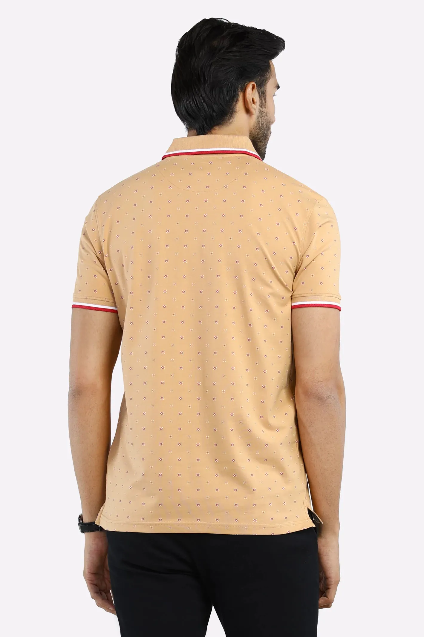 Beige All Over Printed Polo