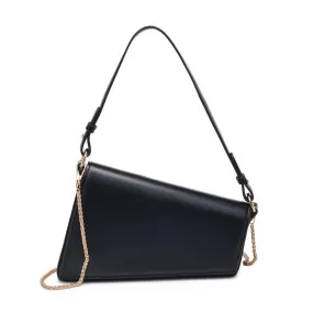 BLACK VEGAN LEATHER SHOULDER BAG
