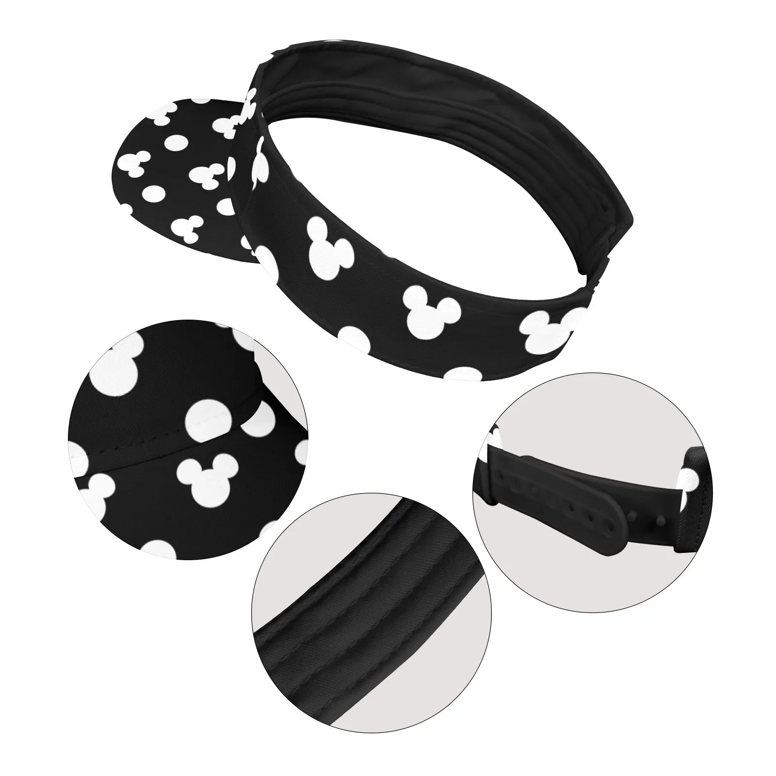 Black With White Mickey Polka Dots Athletic Visor