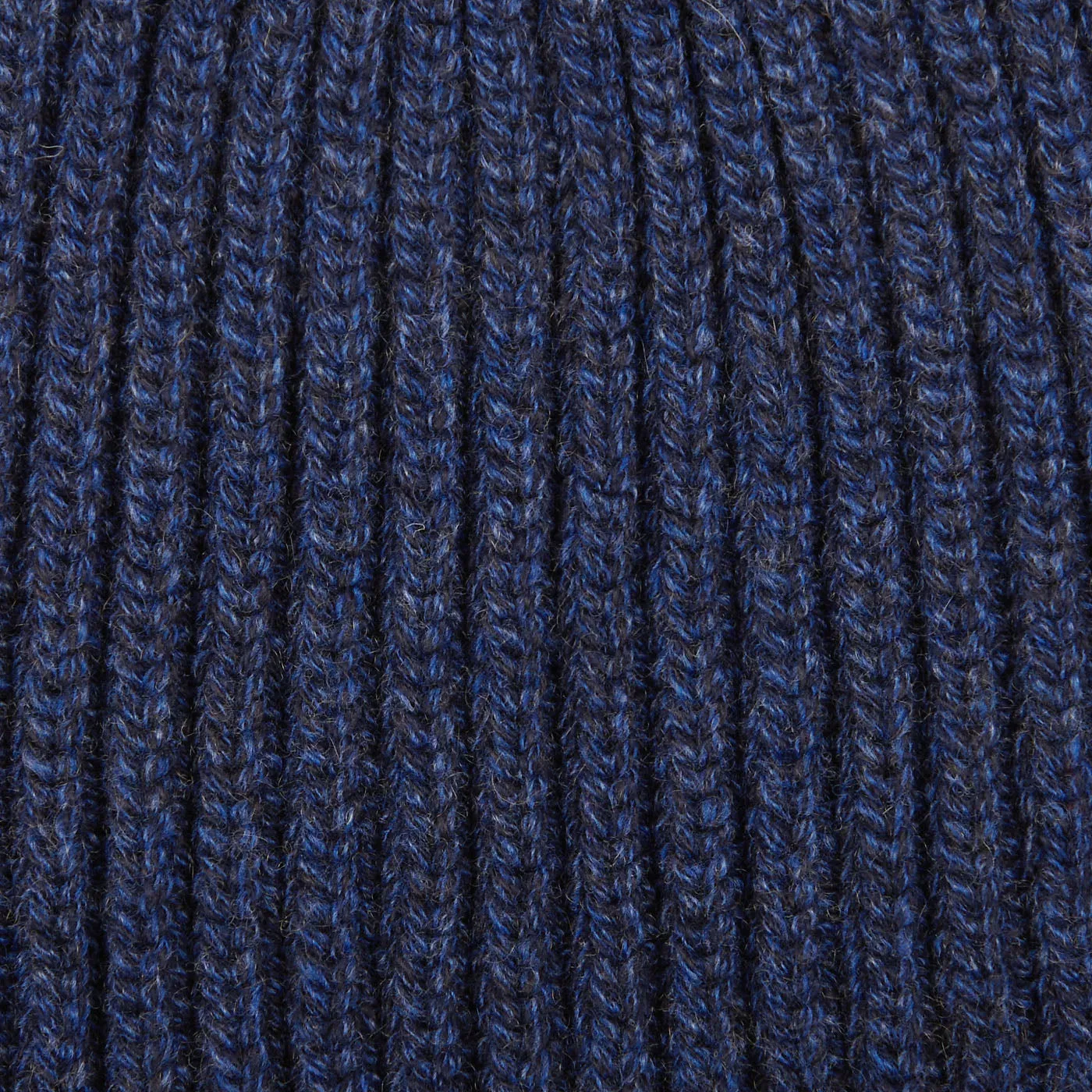 Blue Melange Cashmere Ribbed Short Beanie