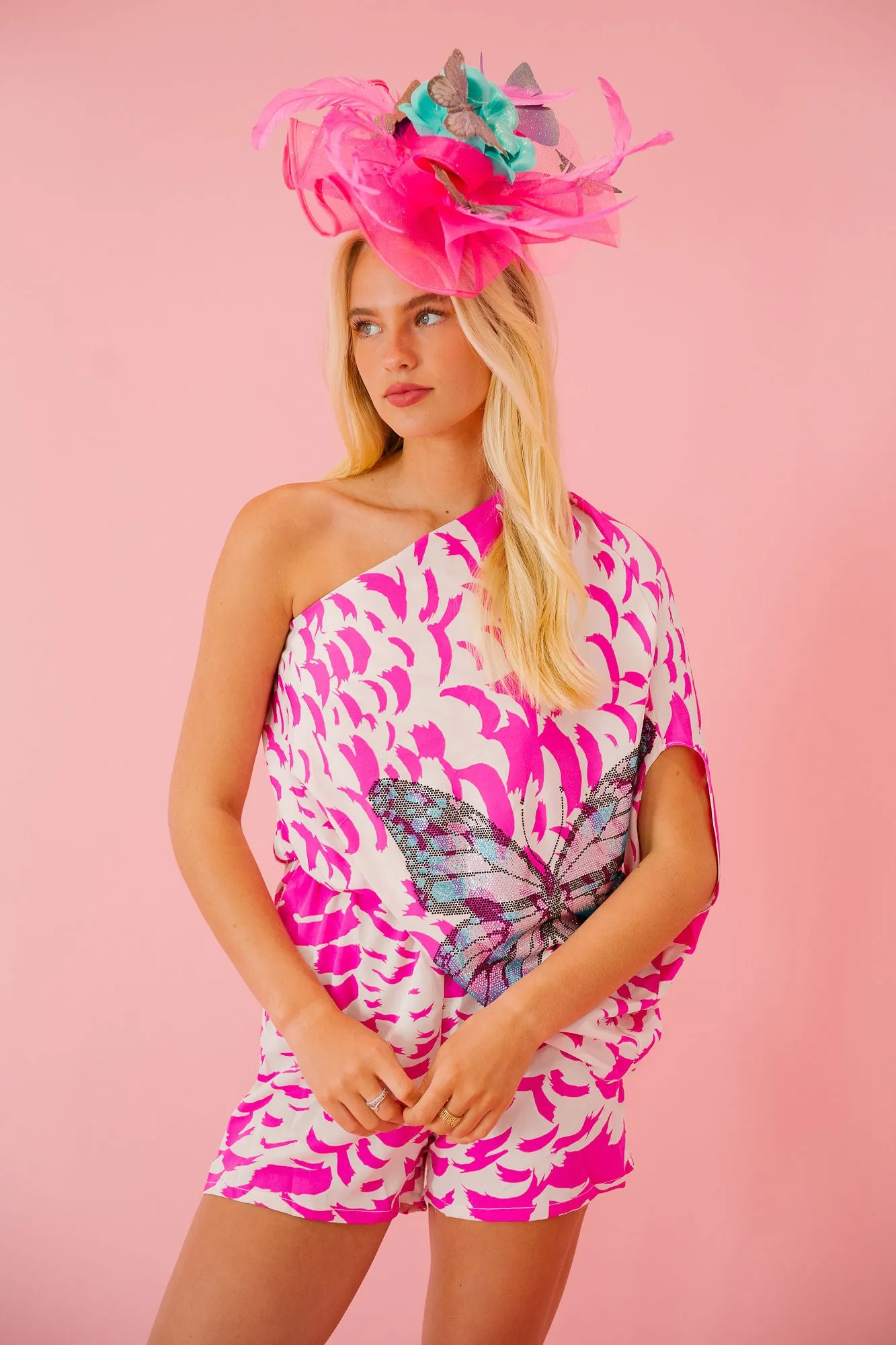 BUTTERFLY ONE-SHOULDER ROMPER