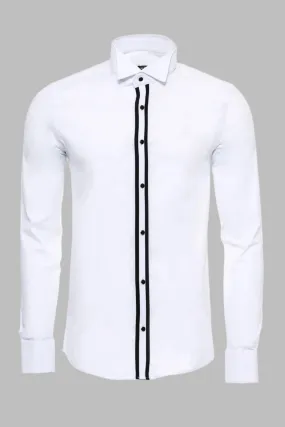 Button Detailed White Formal Shirt - Wessi