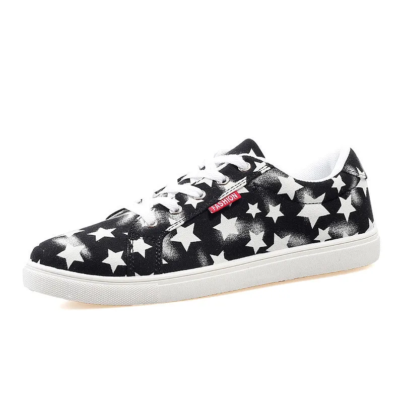 Casual Canvas Men's Loafers With Star Print
