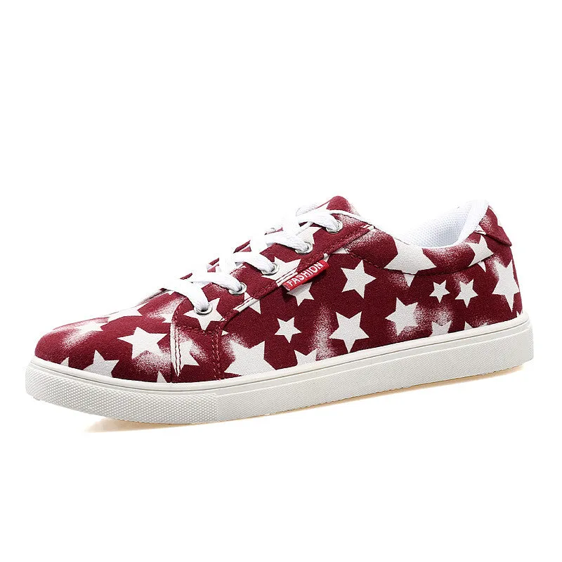 Casual Canvas Men's Loafers With Star Print
