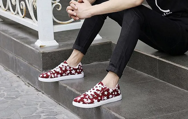 Casual Canvas Men's Loafers With Star Print