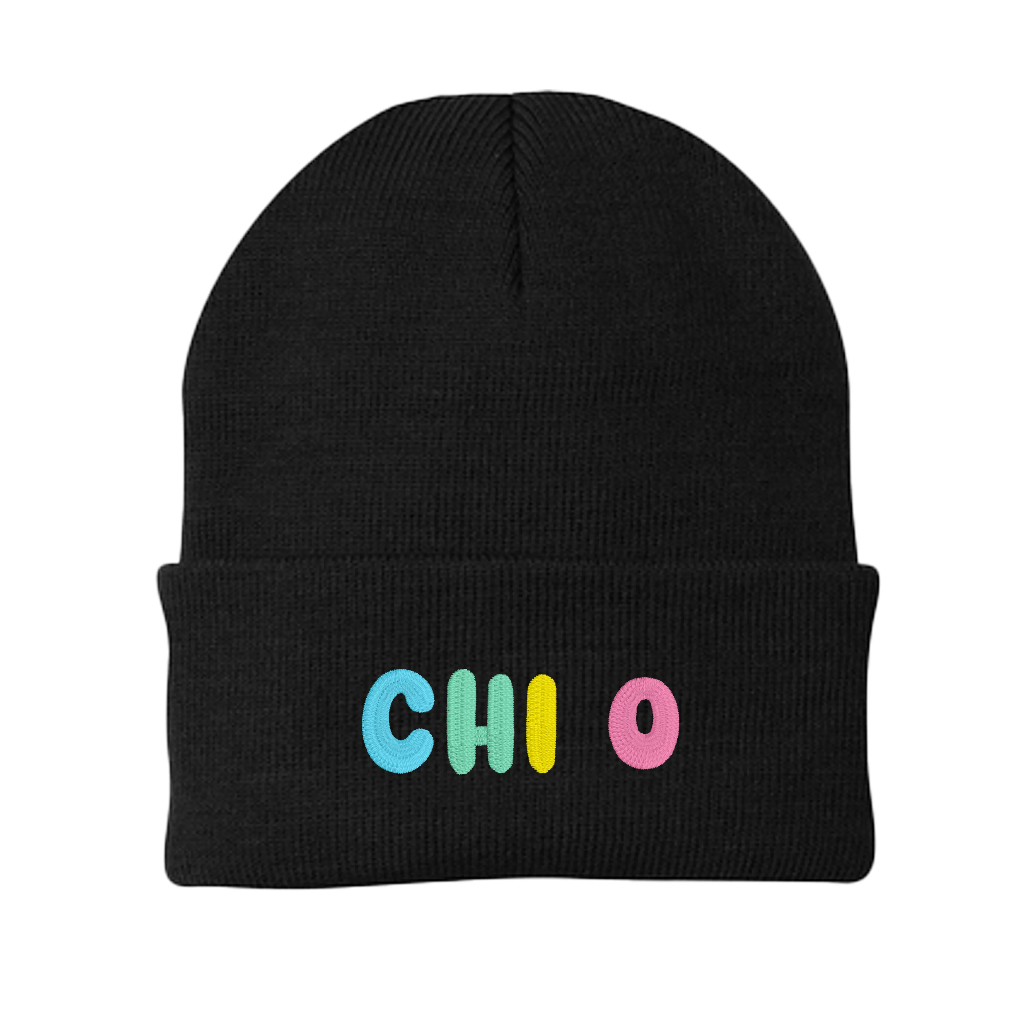 Chi Omega Bubble Embroidered Beanie - Chi O Pastel