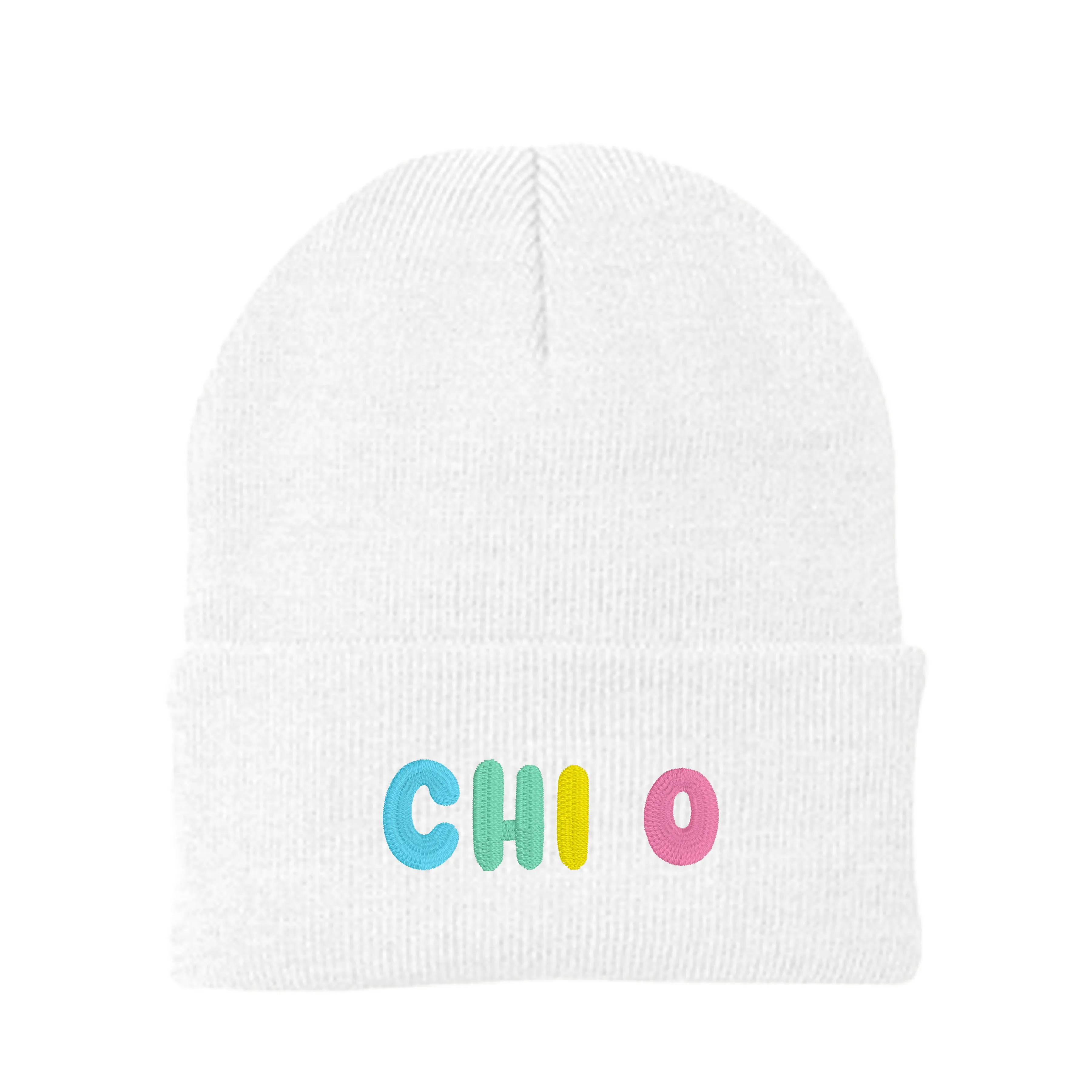 Chi Omega Bubble Embroidered Beanie - Chi O Pastel