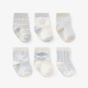 Classic Blue Non Slip Baby Socks 6pk