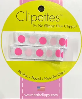 Clipettes Prints - Dotty Pink White (2 clips)
