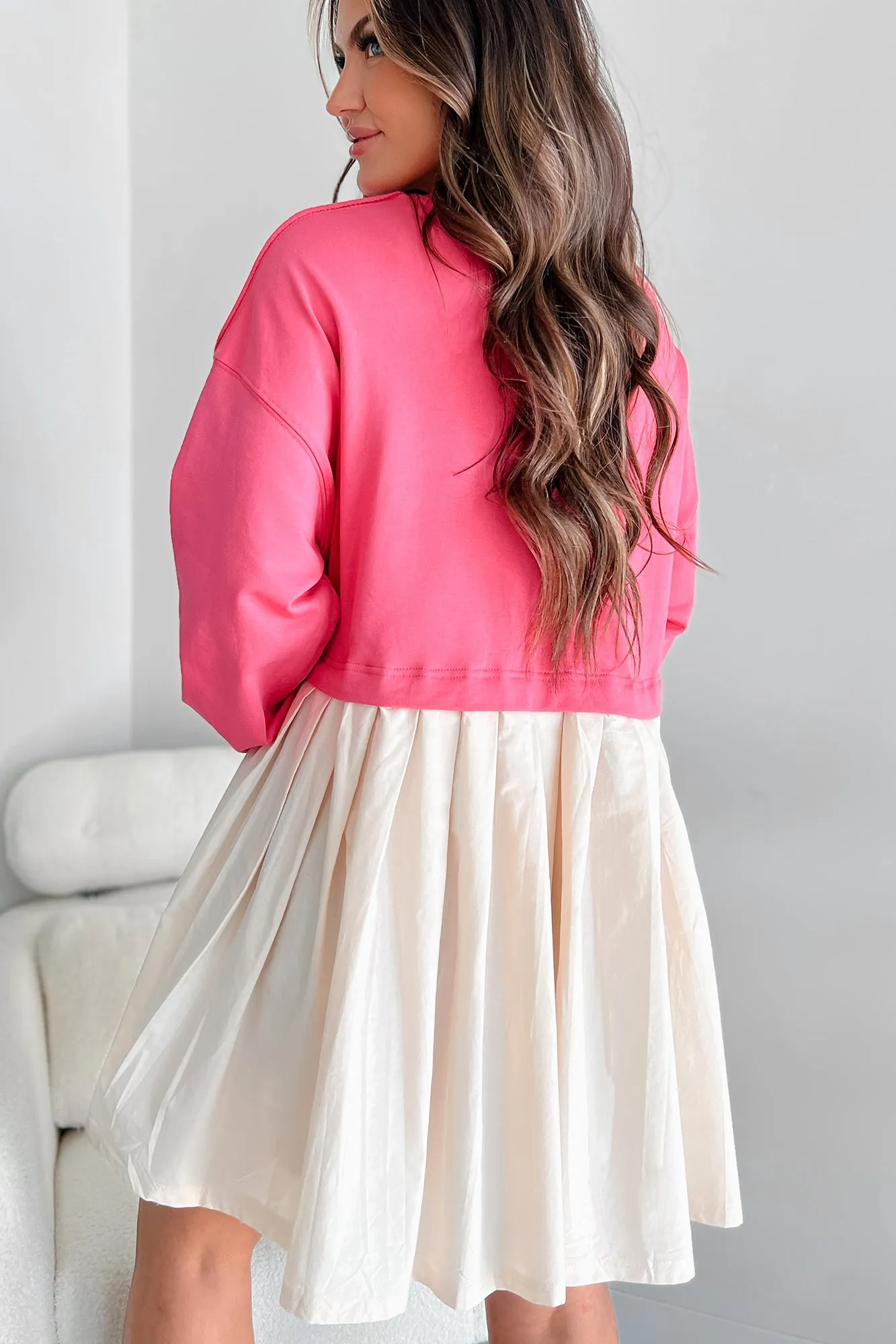 Convincing Act Two-Tone Mini Dress (Fuchsia)