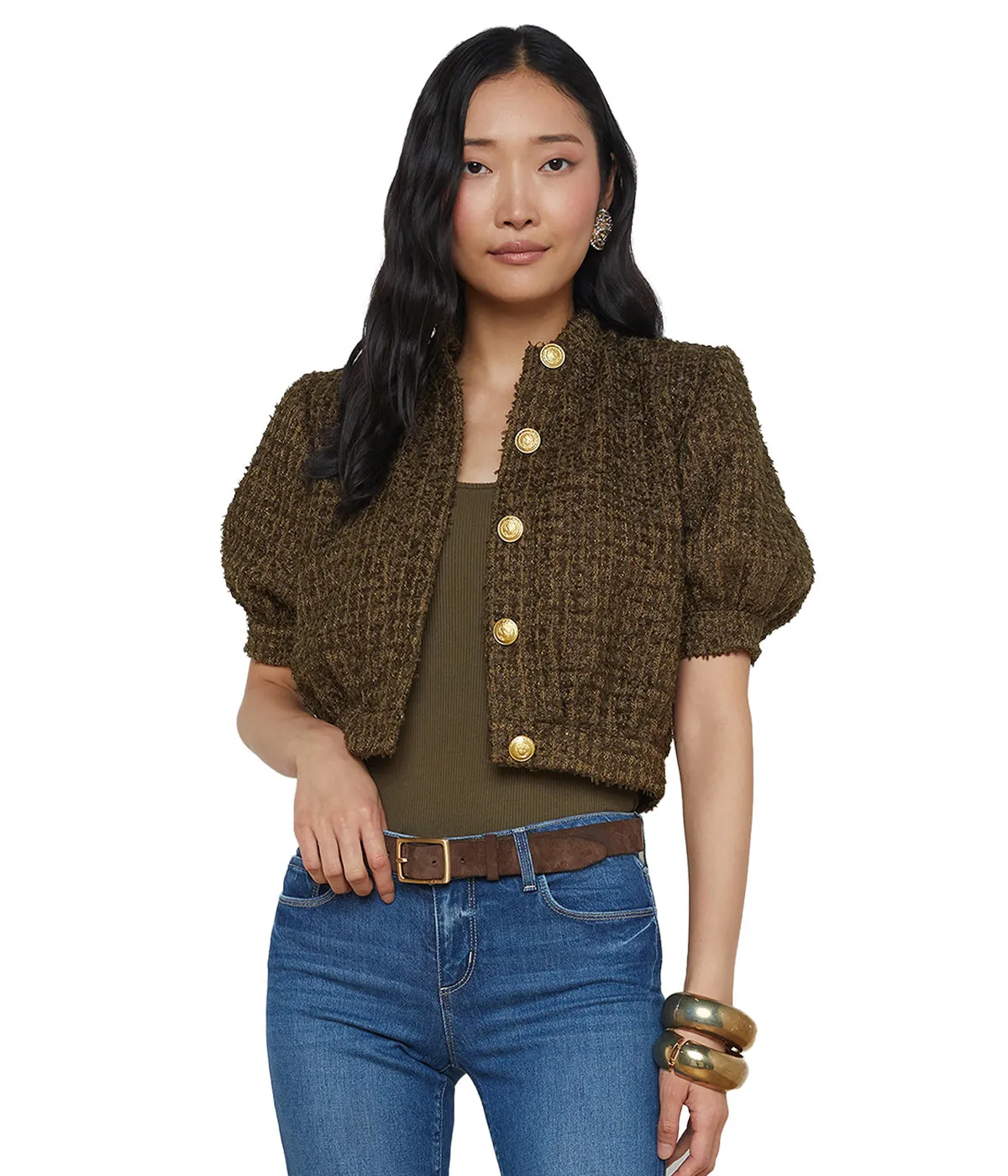 Cove Crop Short Sleeve Jacket in Pine