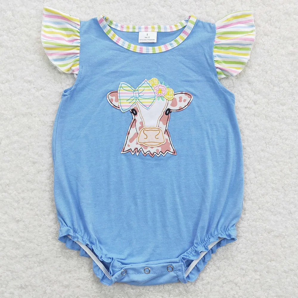 Cow Embroidery Boutique Infant Girls Rompers SR0825