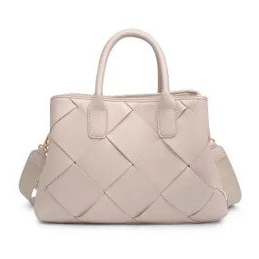 CREAM WOVEN VEGAN LEATHER SATCHEL