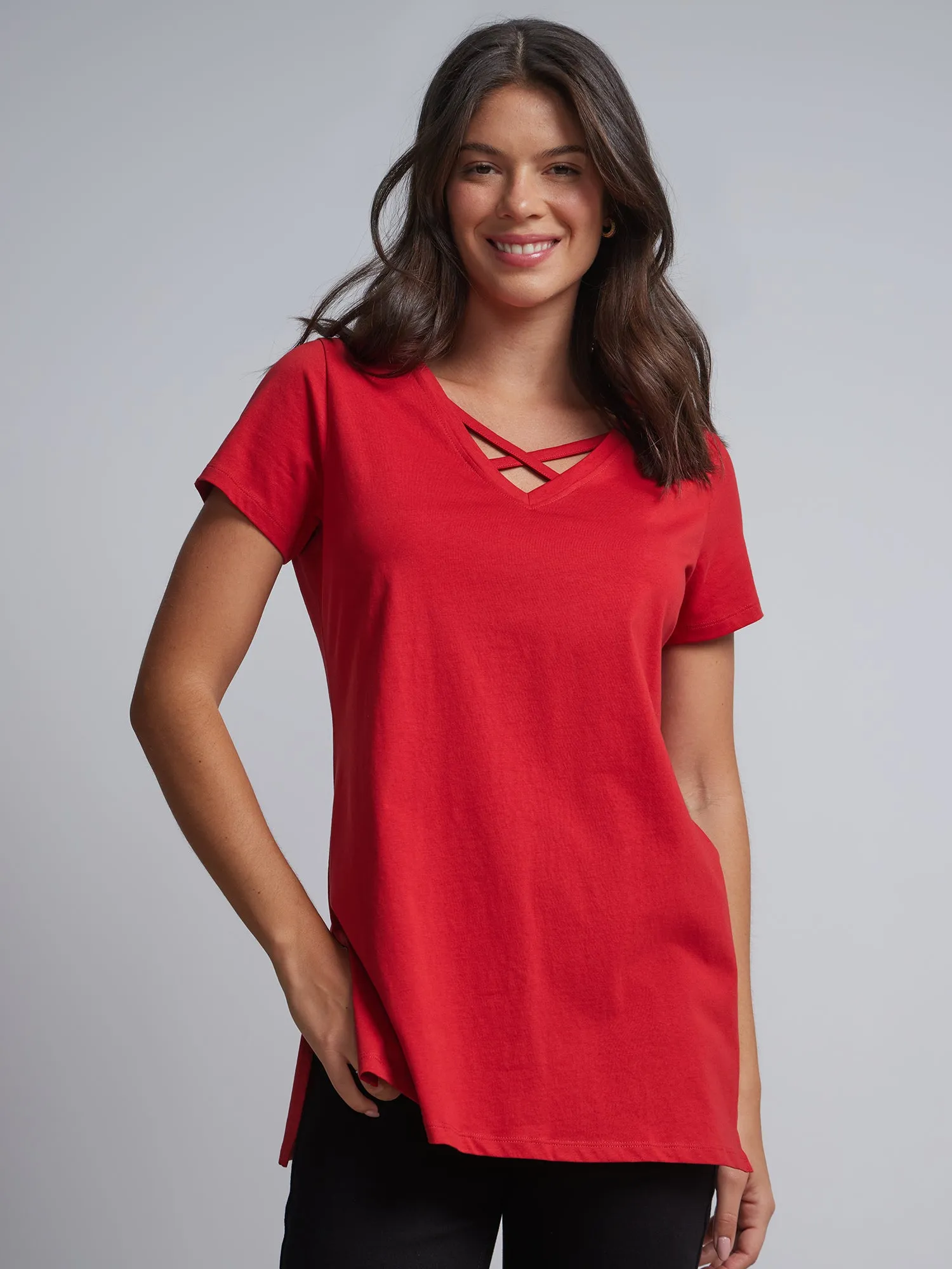 Criss-Cross Front Tunic Top