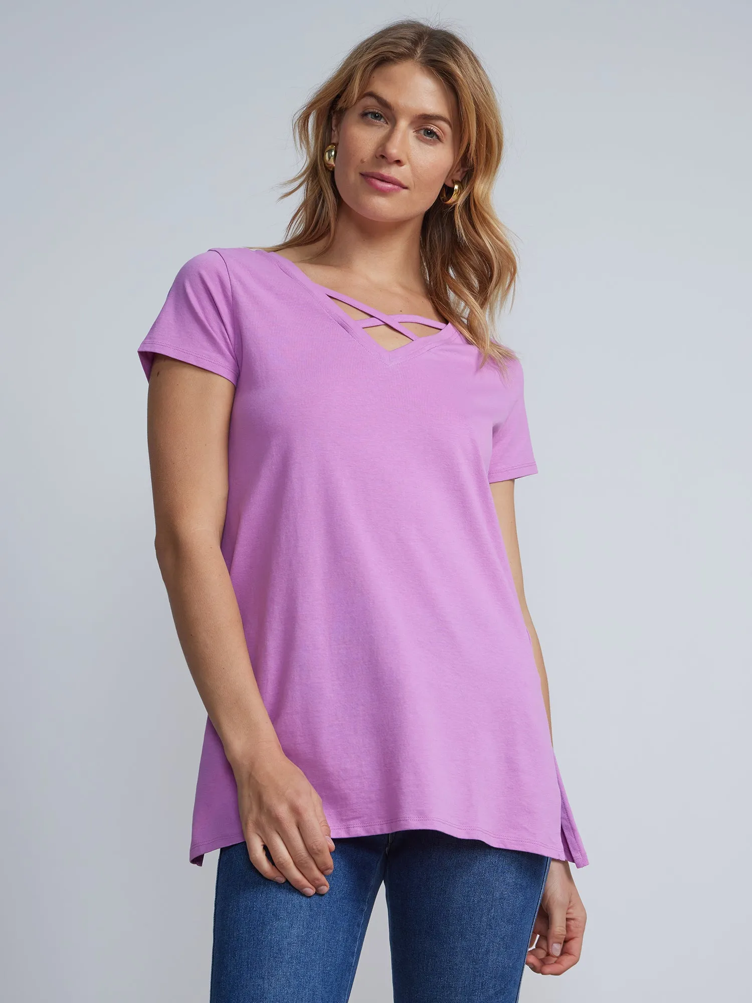Criss-Cross Front Tunic Top