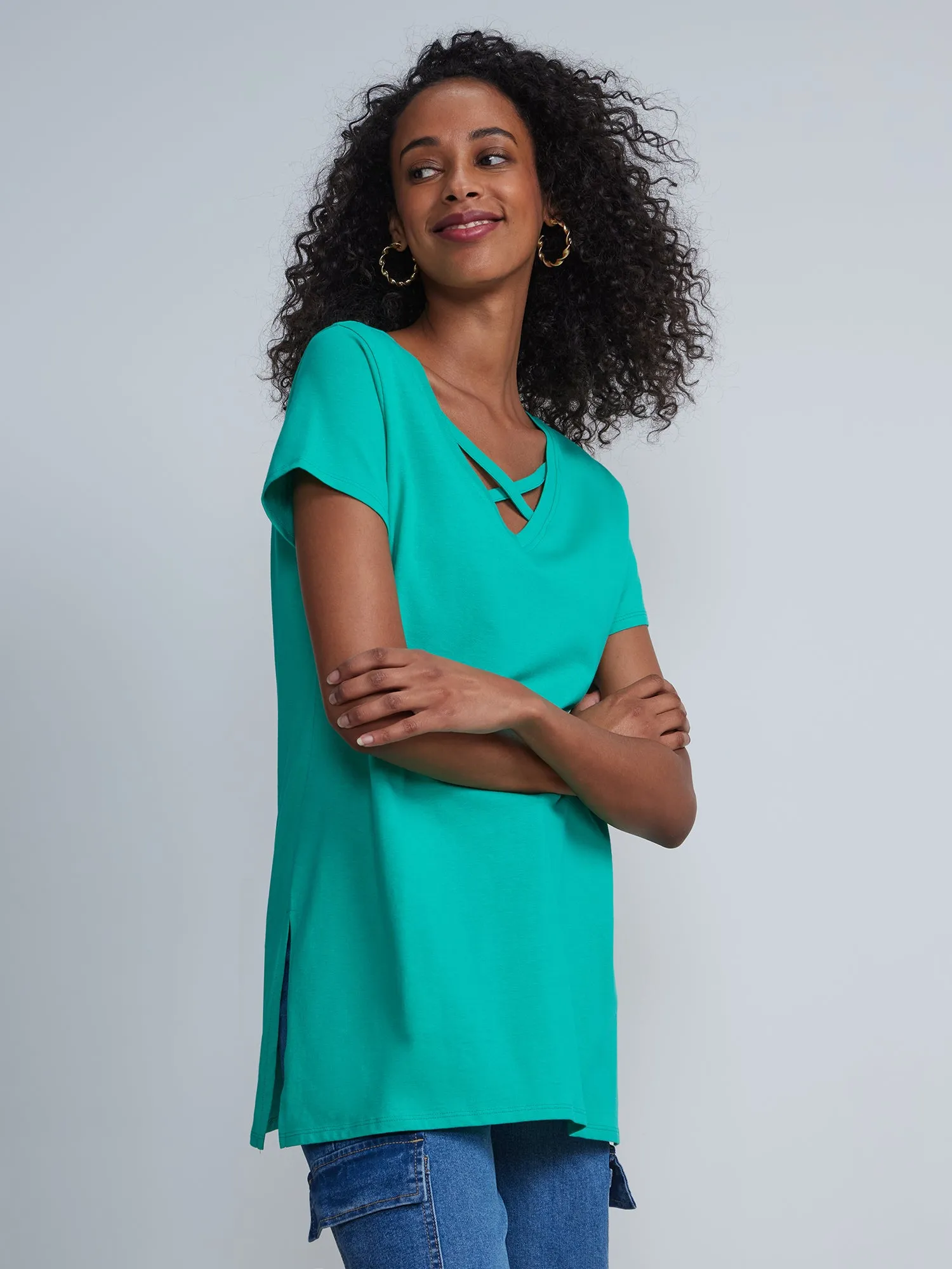 Criss-Cross Front Tunic Top
