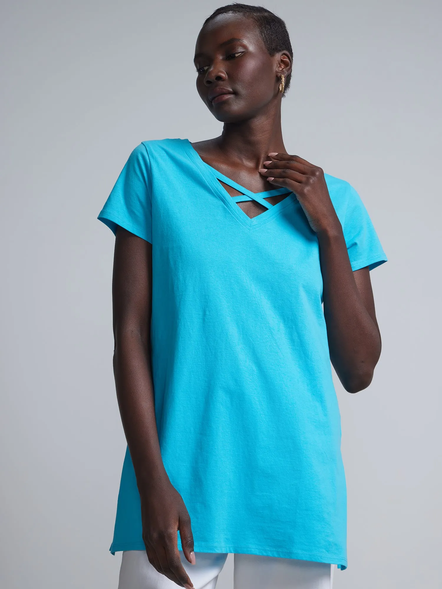 Criss-Cross Front Tunic Top