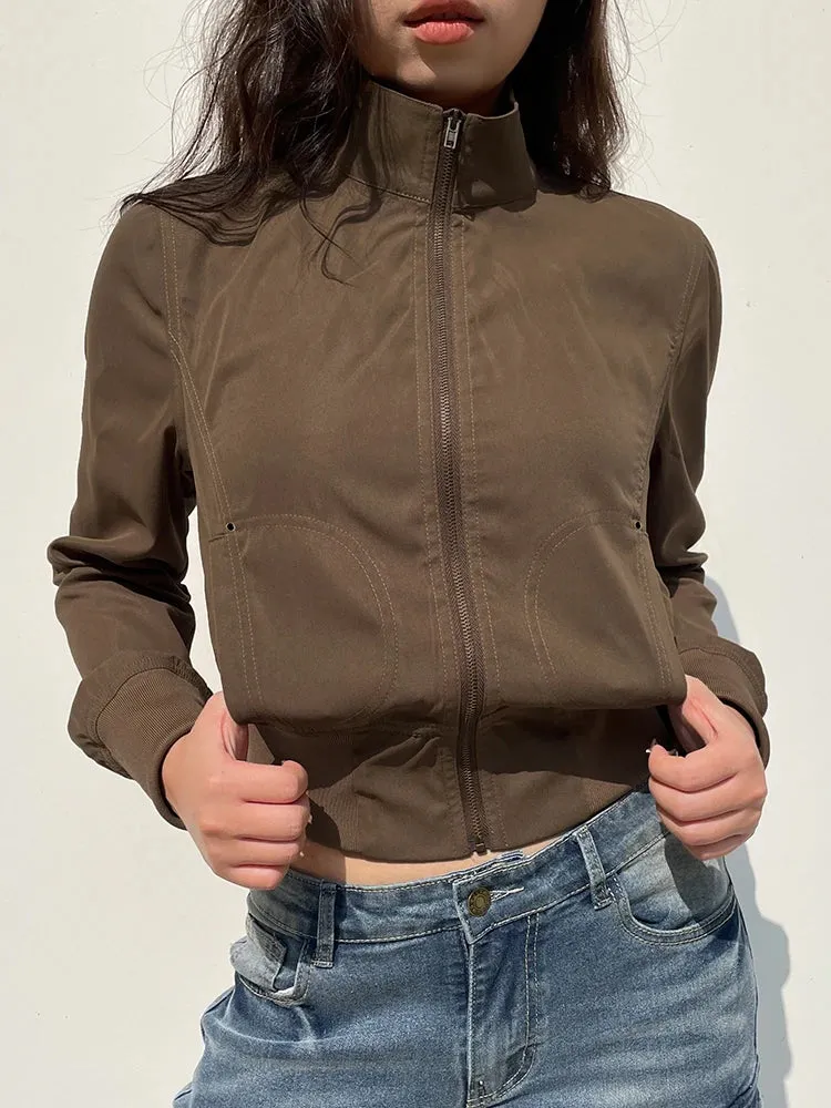Cropped Bomber Jacket Snug Fit