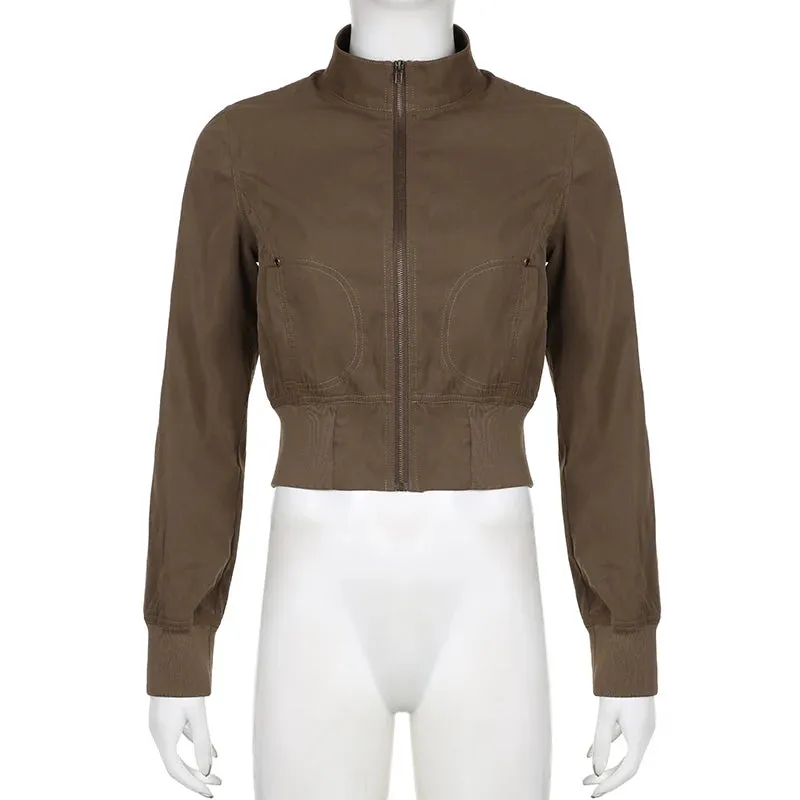 Cropped Bomber Jacket Snug Fit