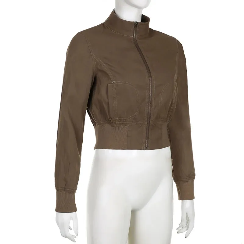 Cropped Bomber Jacket Snug Fit