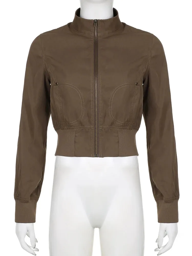 Cropped Bomber Jacket Snug Fit