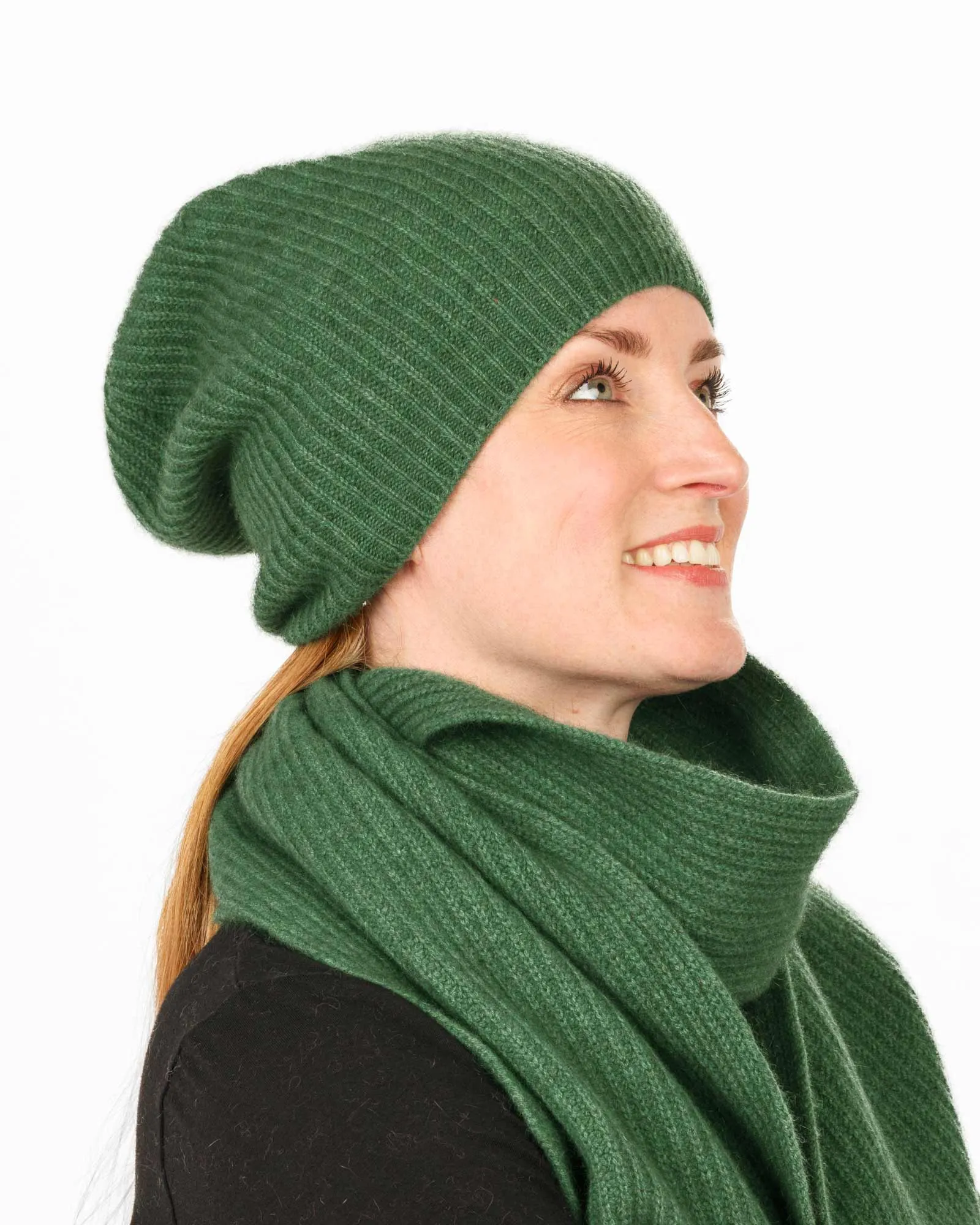 Deep Sage Slouch Beanie Hat in Possum Merino Wool Unisex - NX677