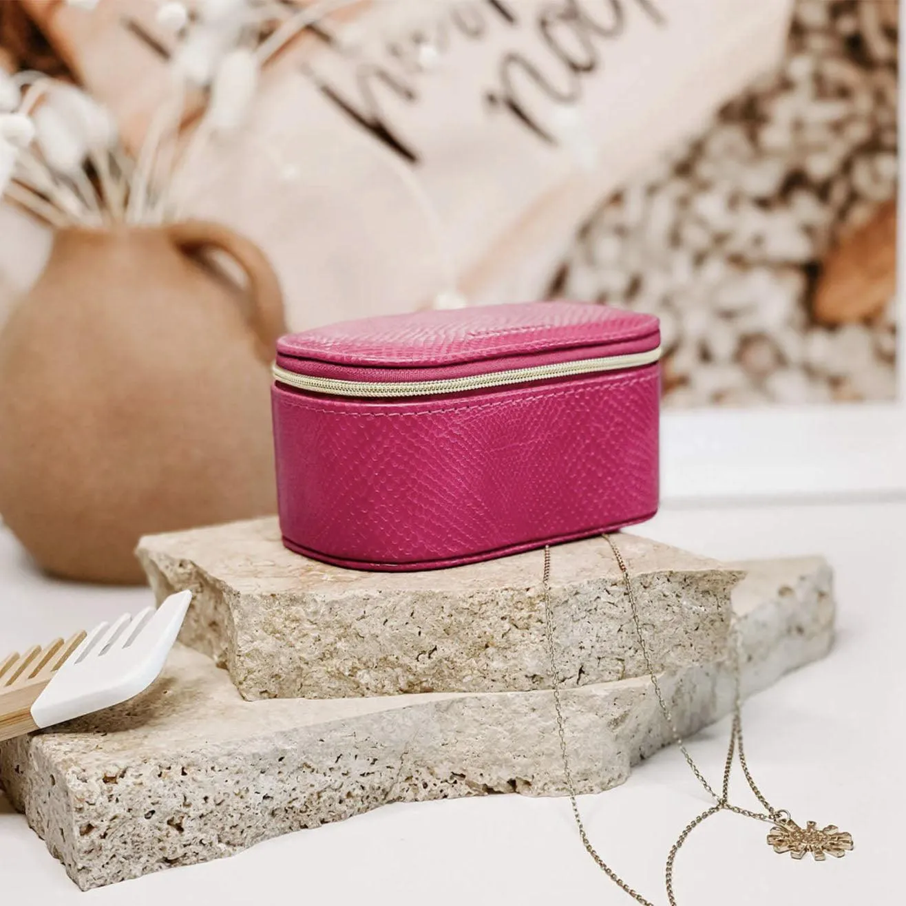 Ellie Jewellery Box | Lizard Fuschia