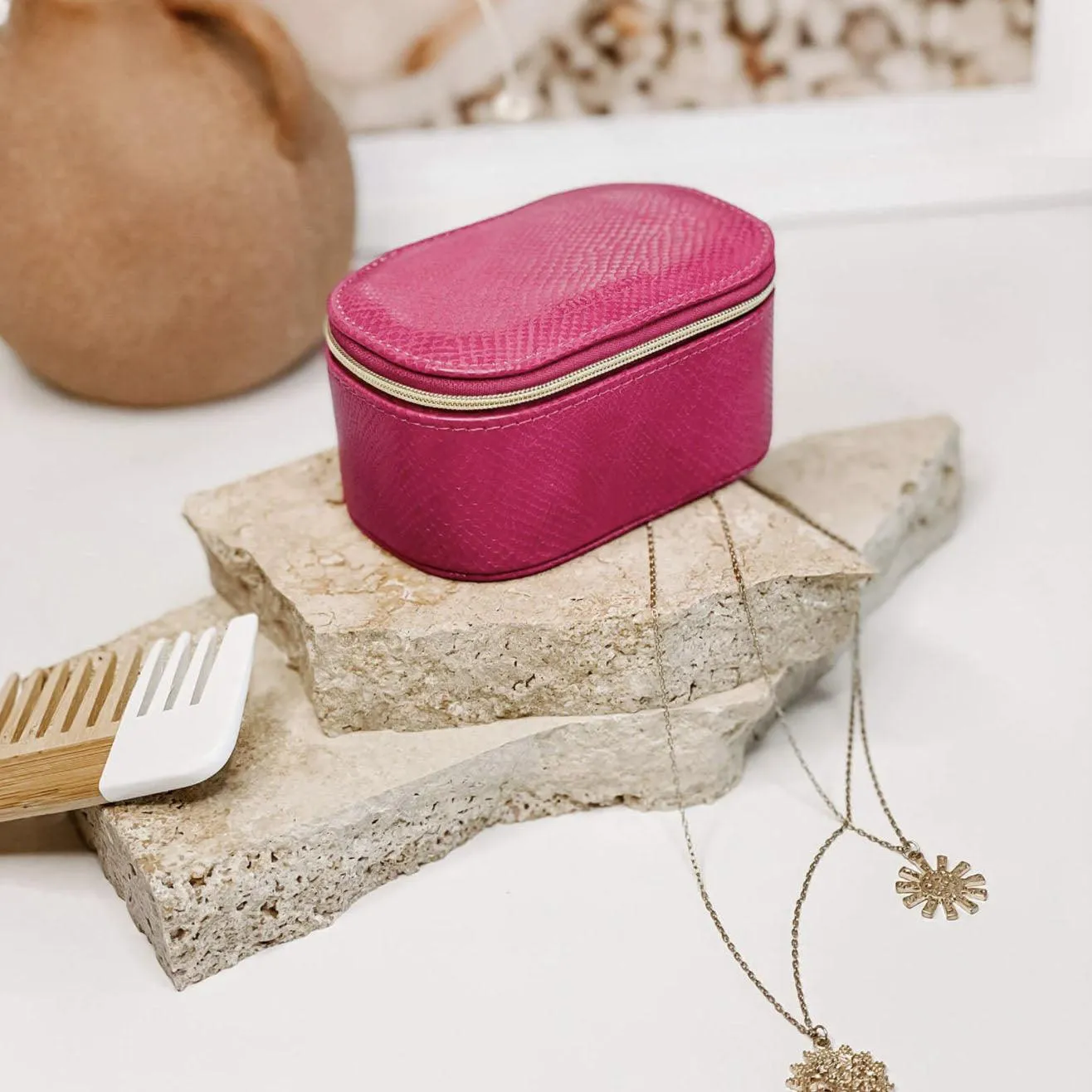 Ellie Jewellery Box | Lizard Fuschia