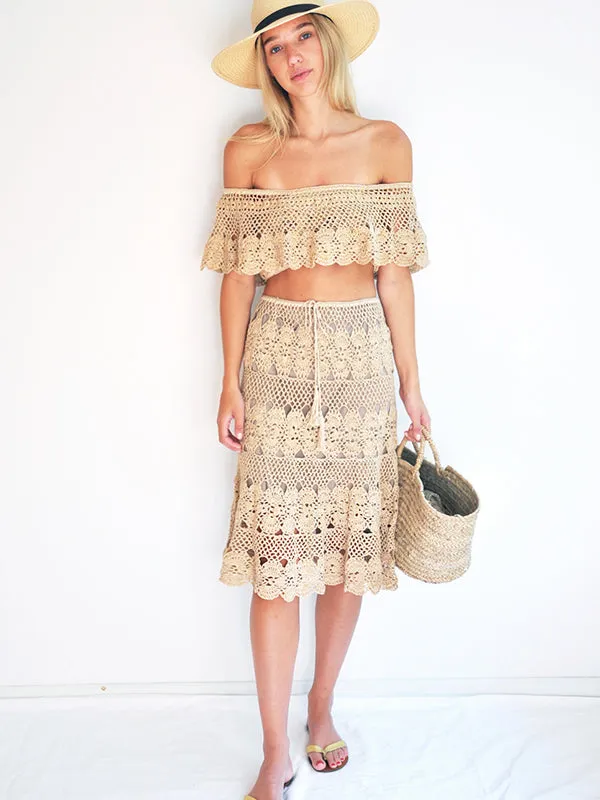 Filigree Off Shoulder Top - Gold