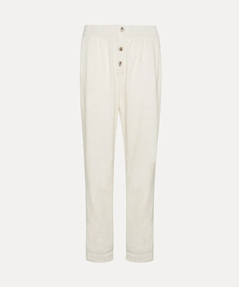 Forte Forte elasticated waist trousers in wool-linen blend woven fabric -candore