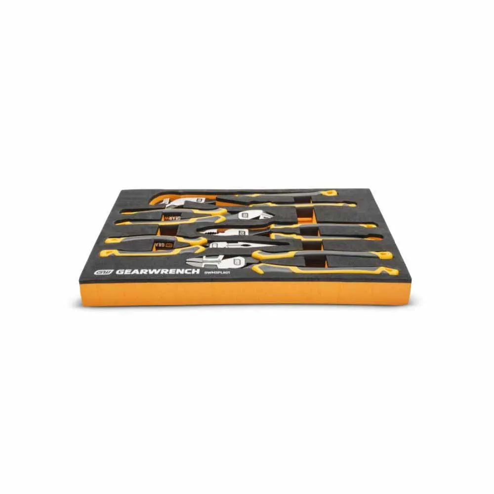 Gearwrench GWMSPLR01 5 Piece PITBULL Cushion Grip Pliers Set in Foam Storage Tray