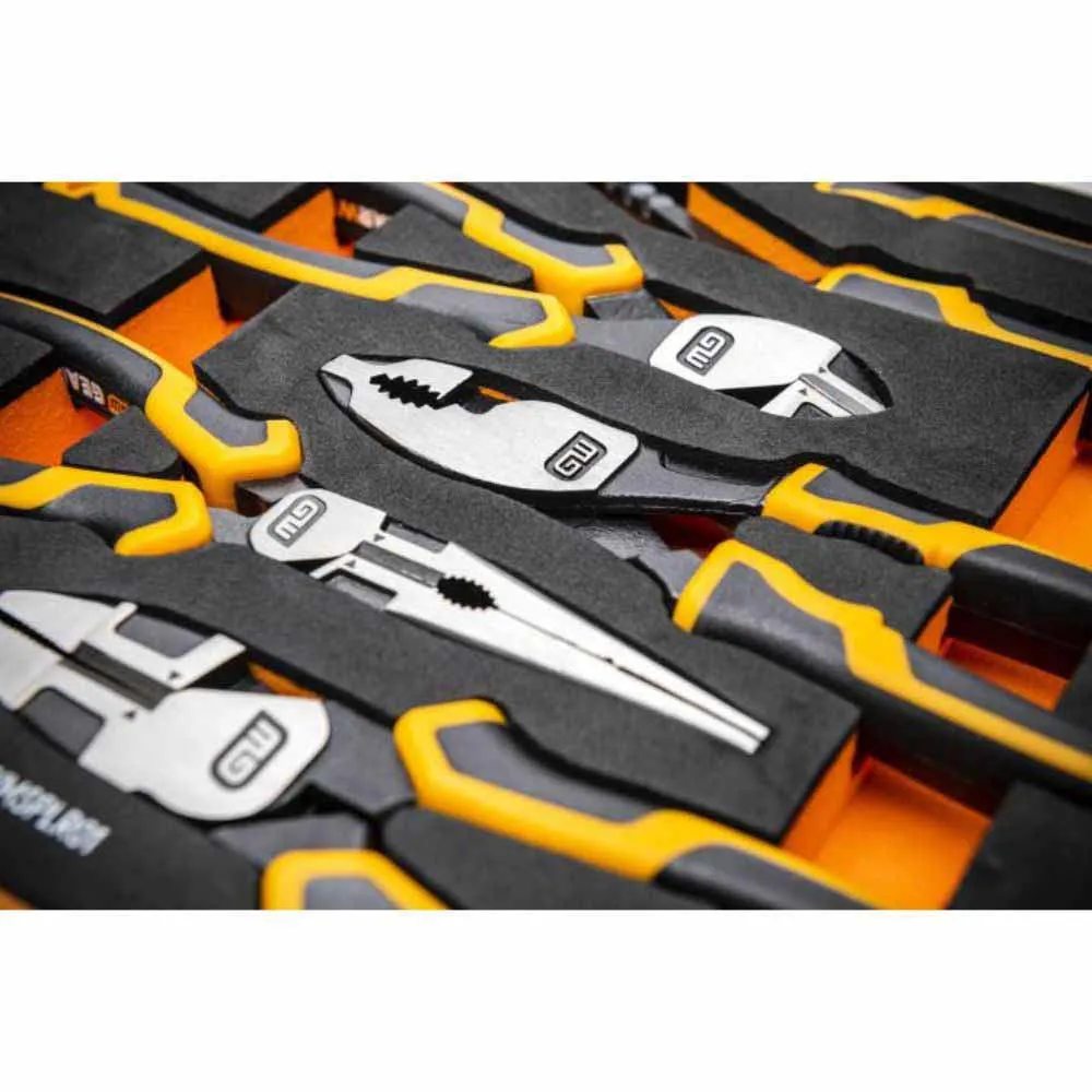 Gearwrench GWMSPLR01 5 Piece PITBULL Cushion Grip Pliers Set in Foam Storage Tray
