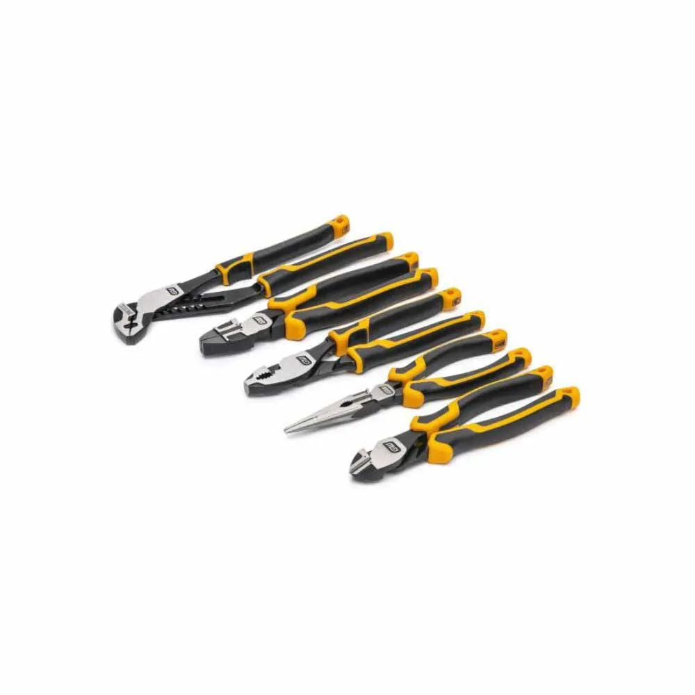 Gearwrench GWMSPLR01 5 Piece PITBULL Cushion Grip Pliers Set in Foam Storage Tray
