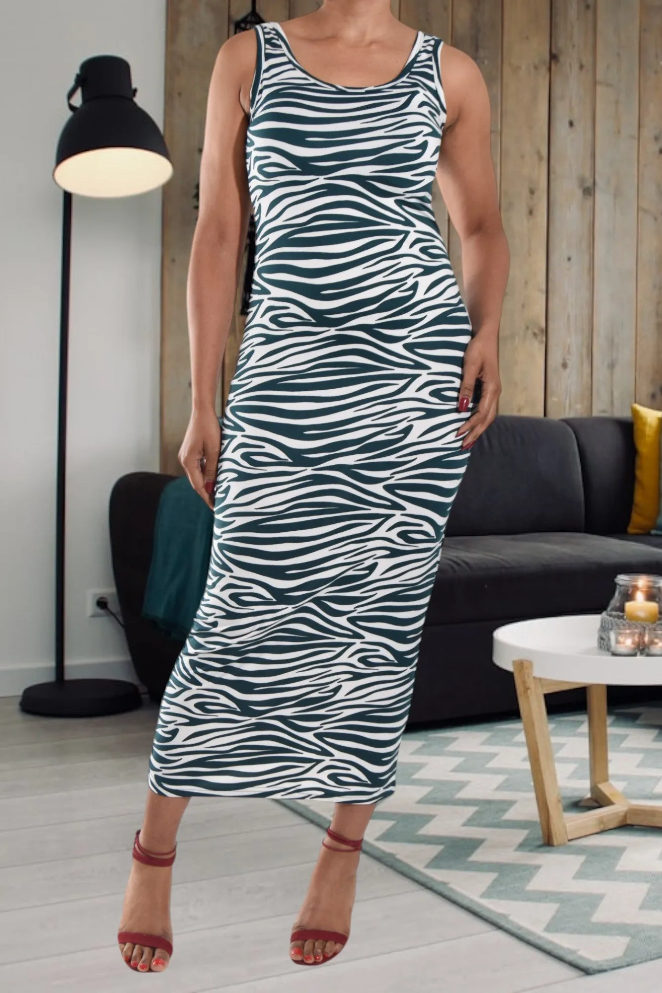 Green Striped Bodycon Dress