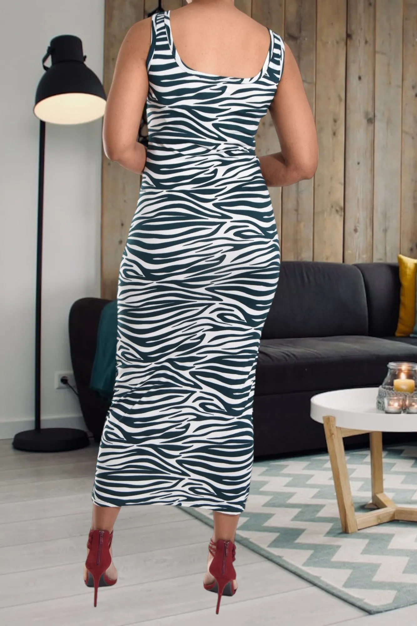 Green Striped Bodycon Dress