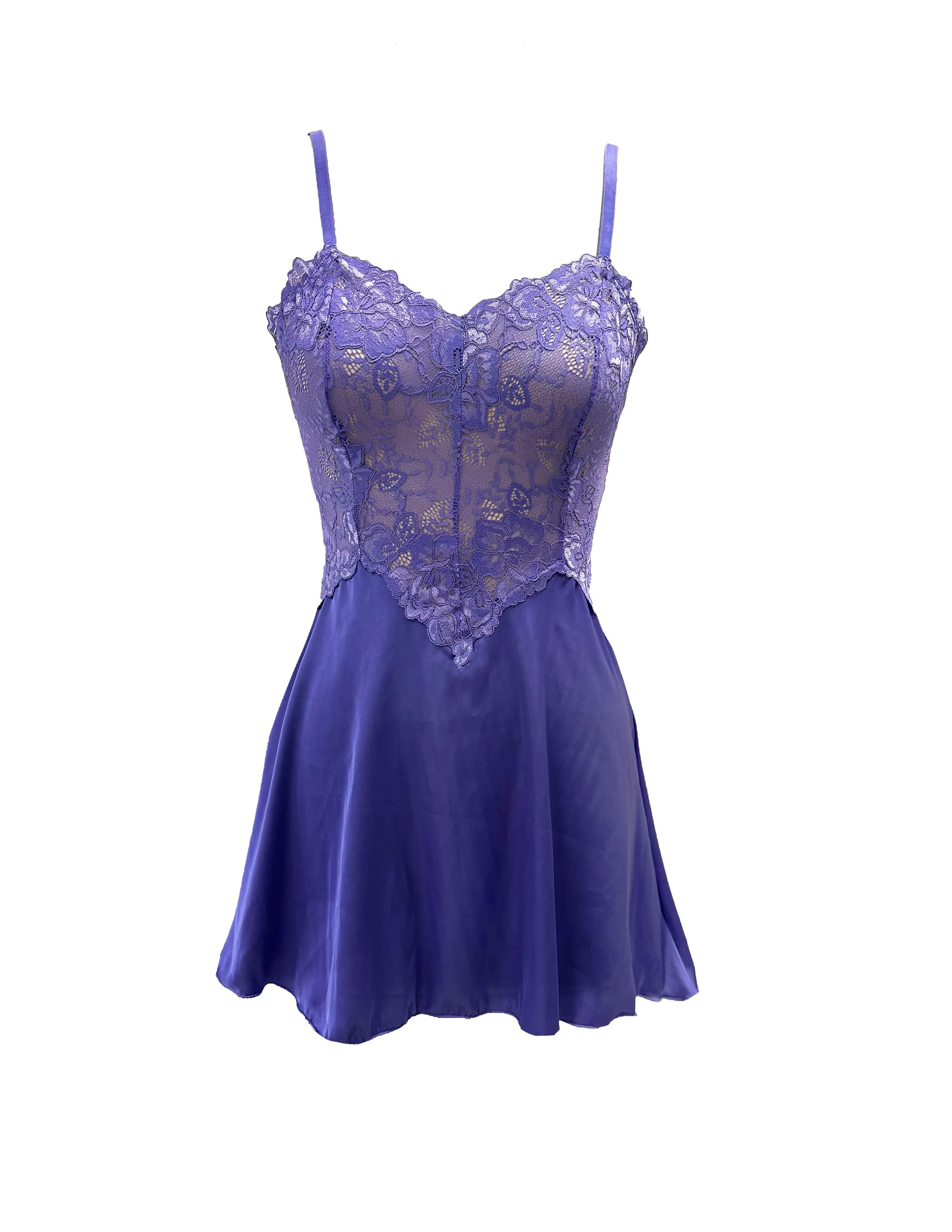 Hydrangea Satin and Lace Short Nightie