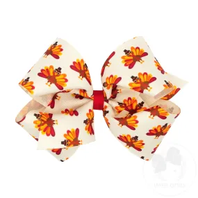 King Autumn Harvest Print Grosgrain Hair Bow