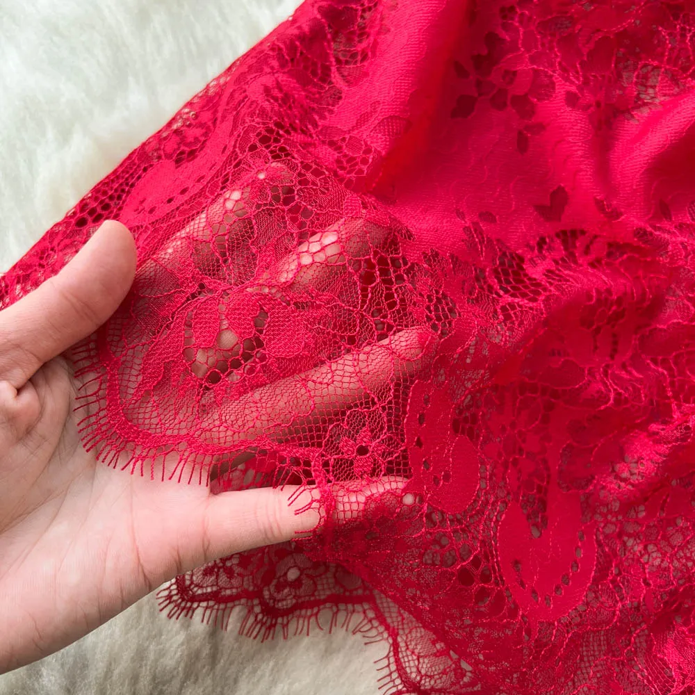 Lace See-through Crossover Halter Dress